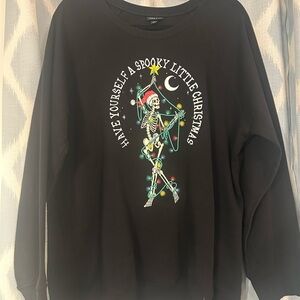 Torrid Black Festive Skeleton Crewneck Sweater